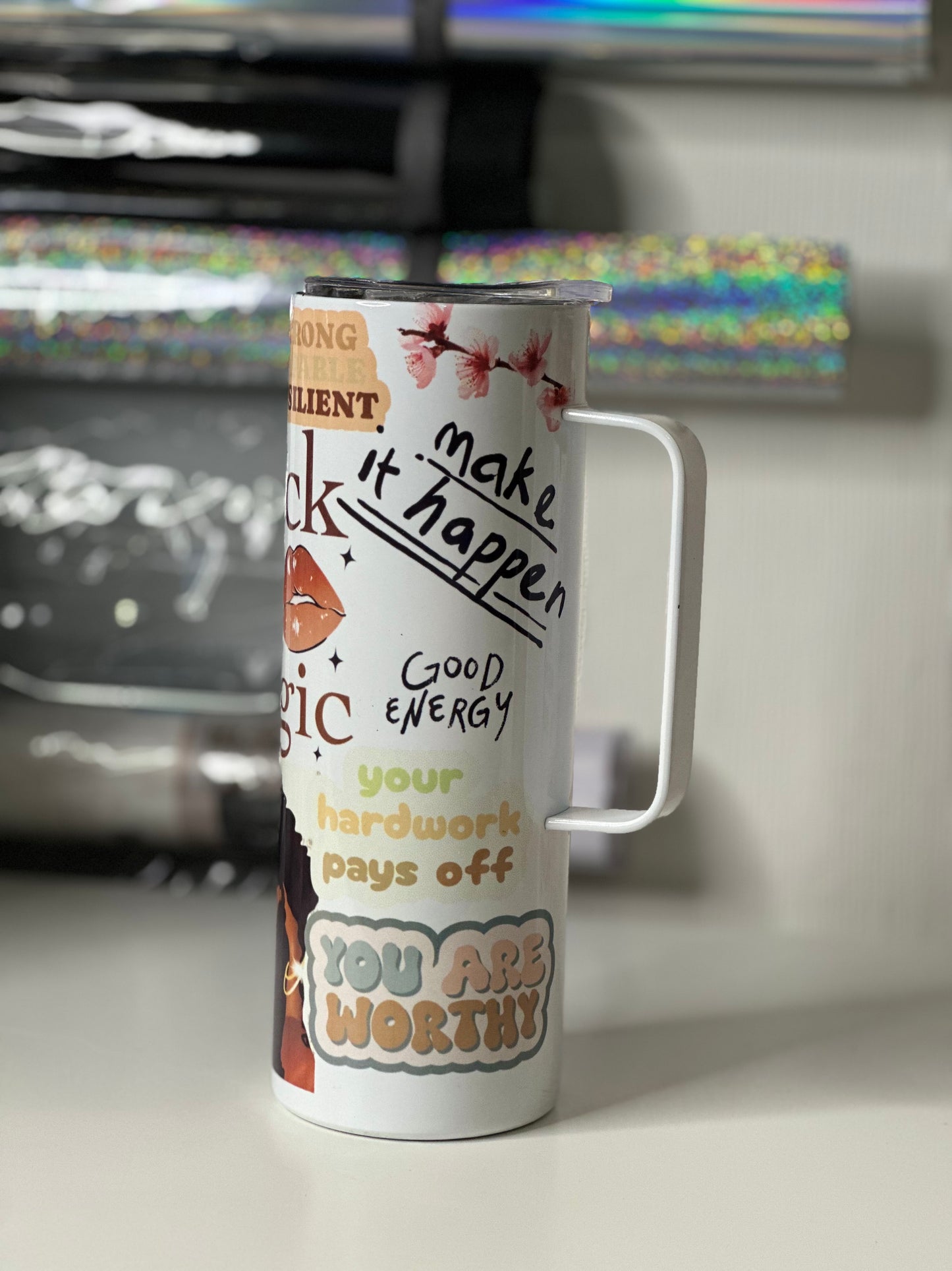 Inspiring handled tumbler
