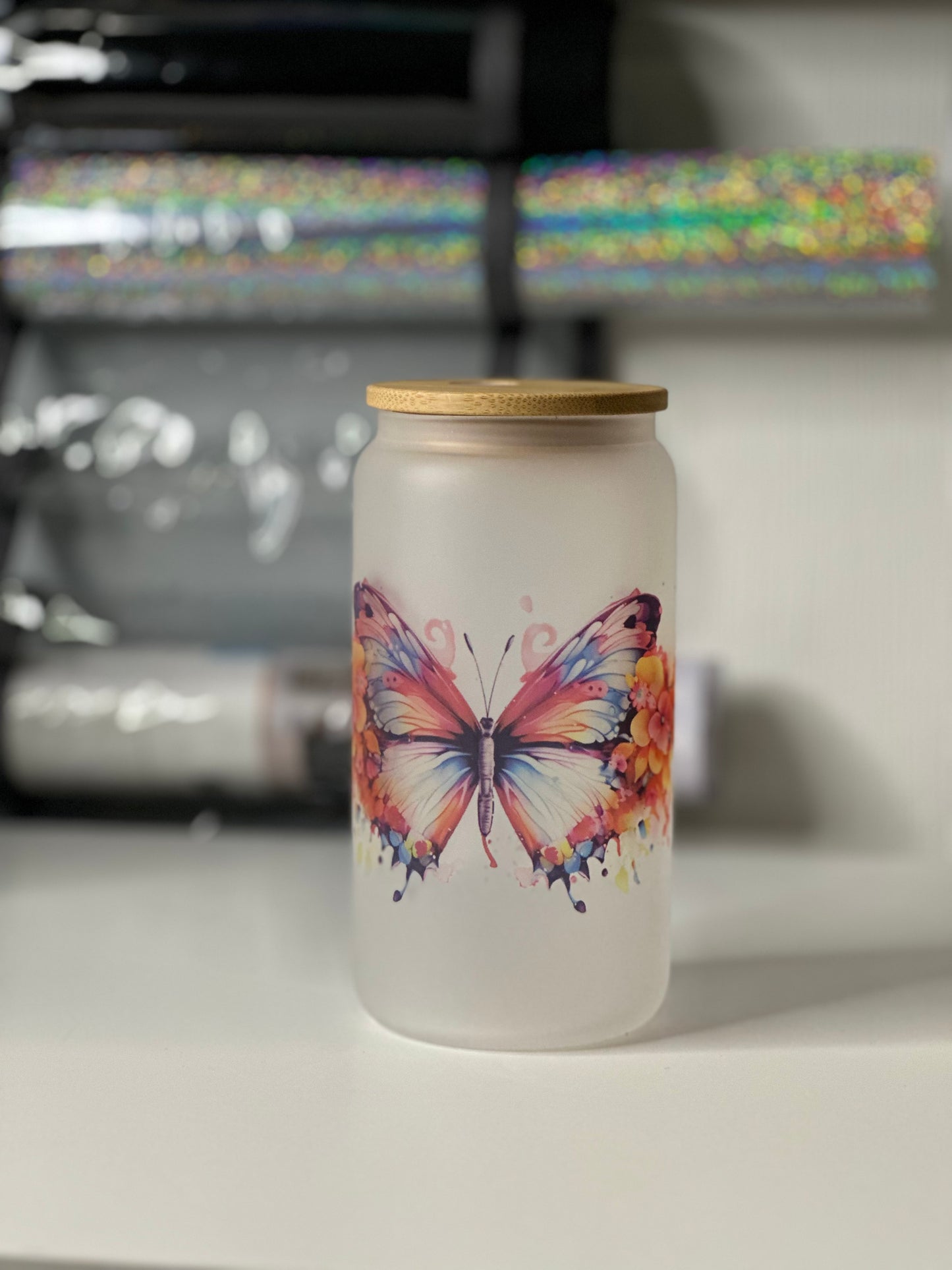 Frosted glass jars
