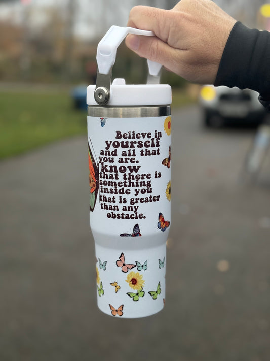 Easy carry motivational tumbler